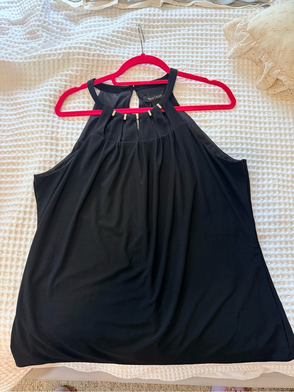 Pleated Halter Neck Women's Top - Black